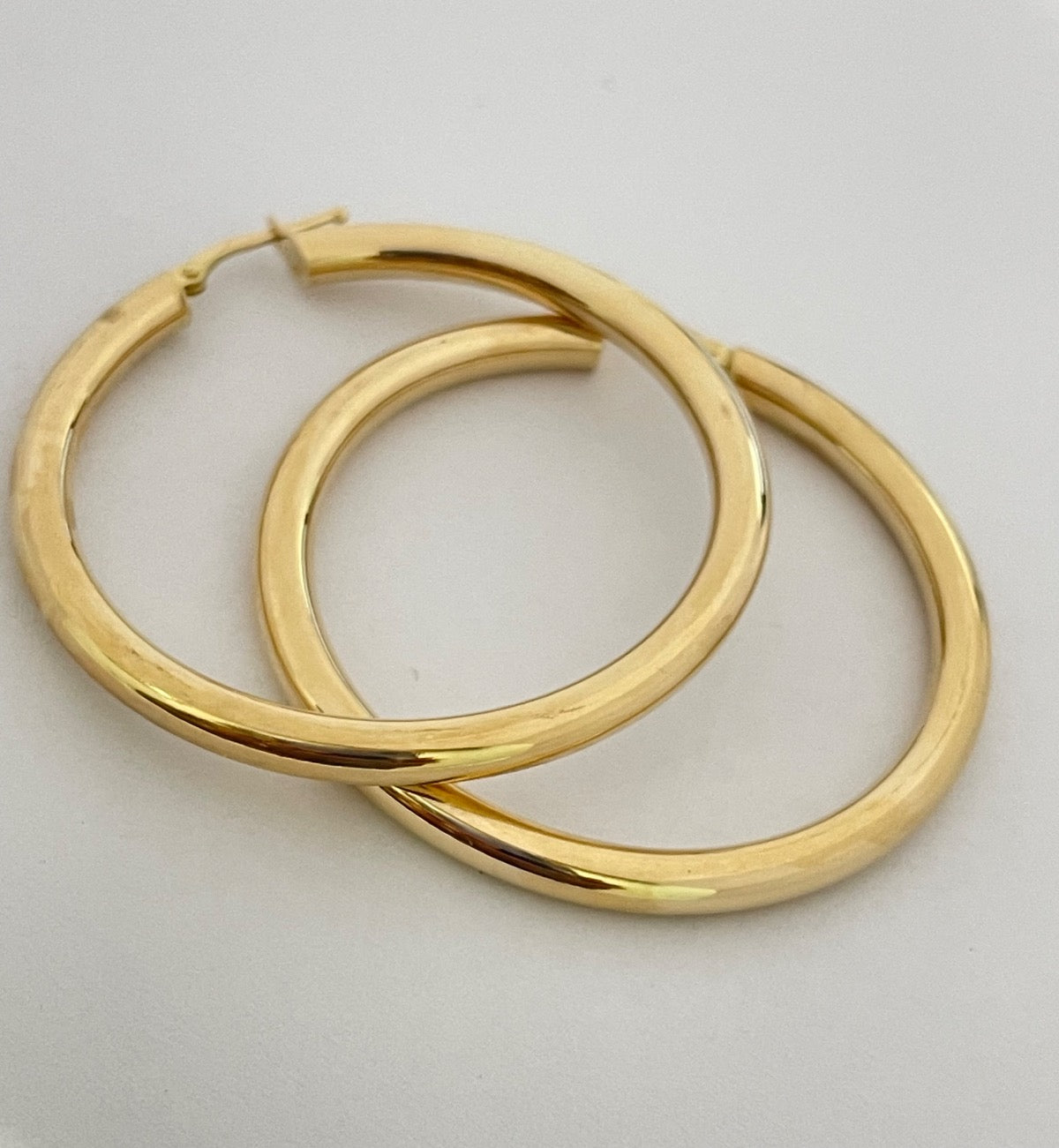 18K Yellow Gold Big Hoop 4mmx40mm Earring