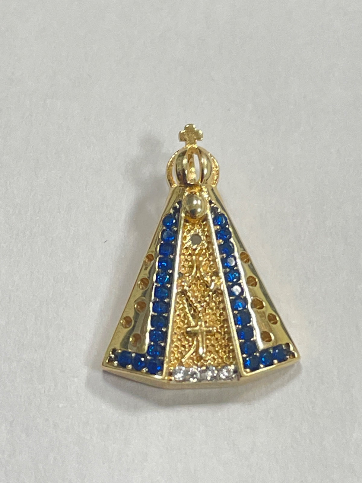 18K Yellow Gold Lady Mary Pendant with CZ