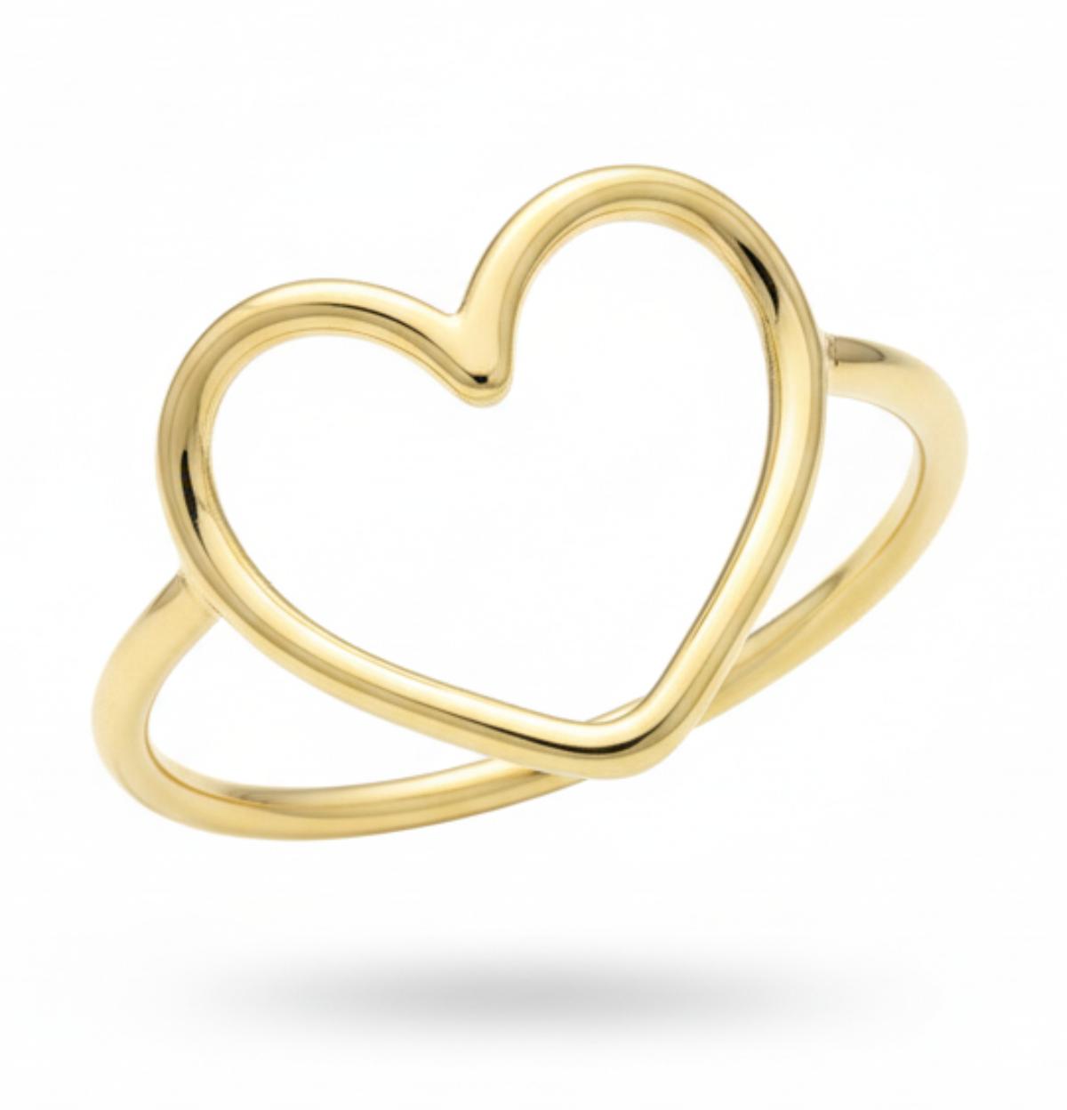 18K Yellow Gold Heart Ring