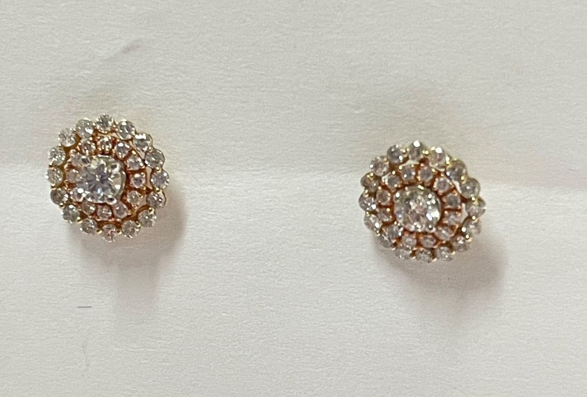 14K Tri-Tone Gold Earring with Diamond