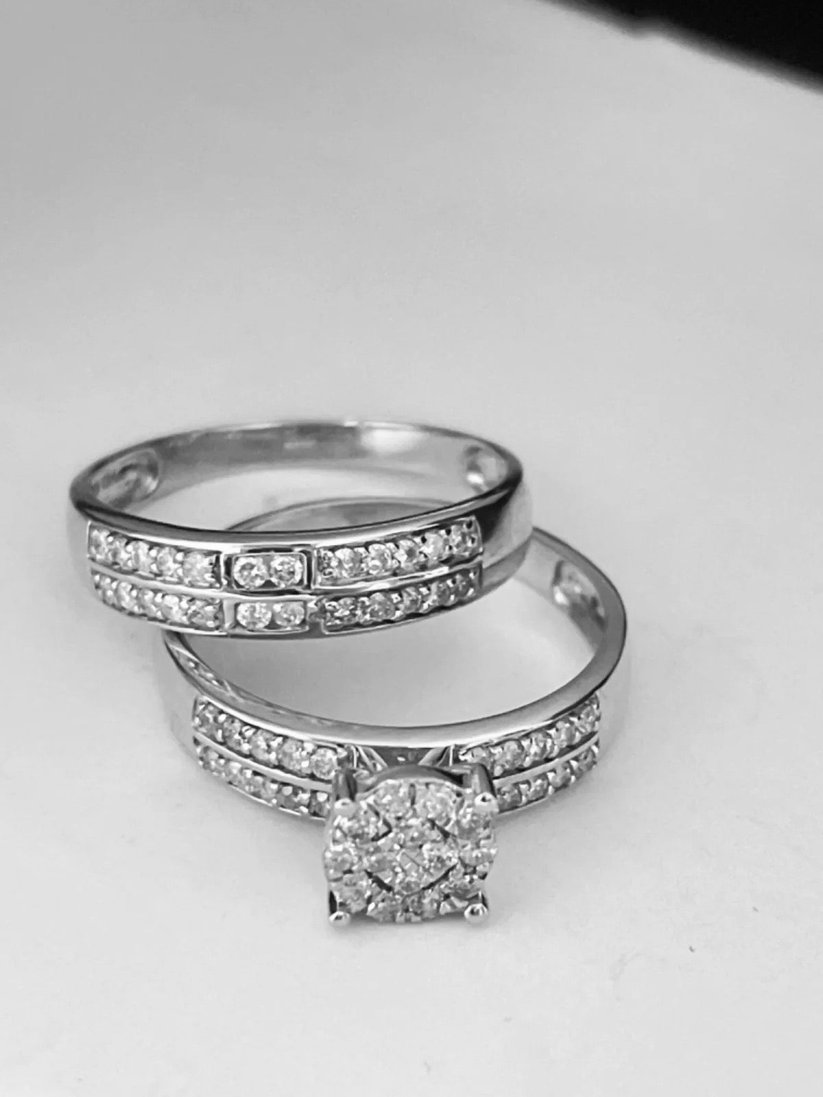 14K White Gold Bridal Set with Diamond