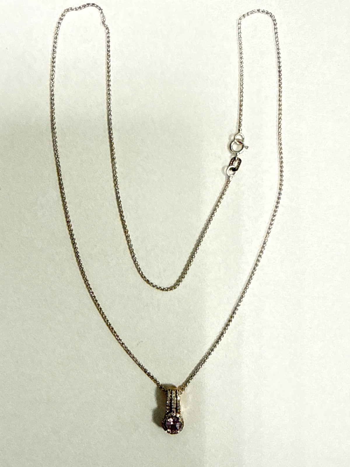 14K Two-Tone Gold Charm Necklace Set with Diamond and Amethyst