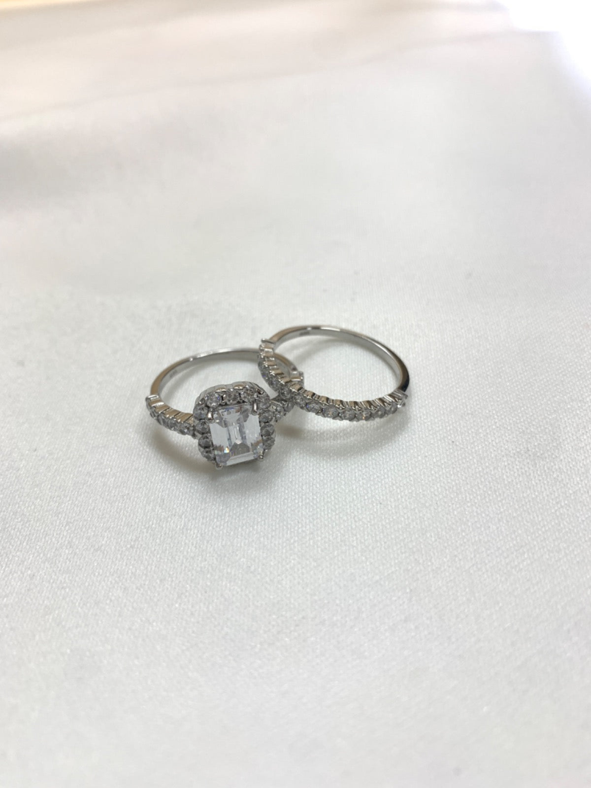 White Silver Ring with CZ