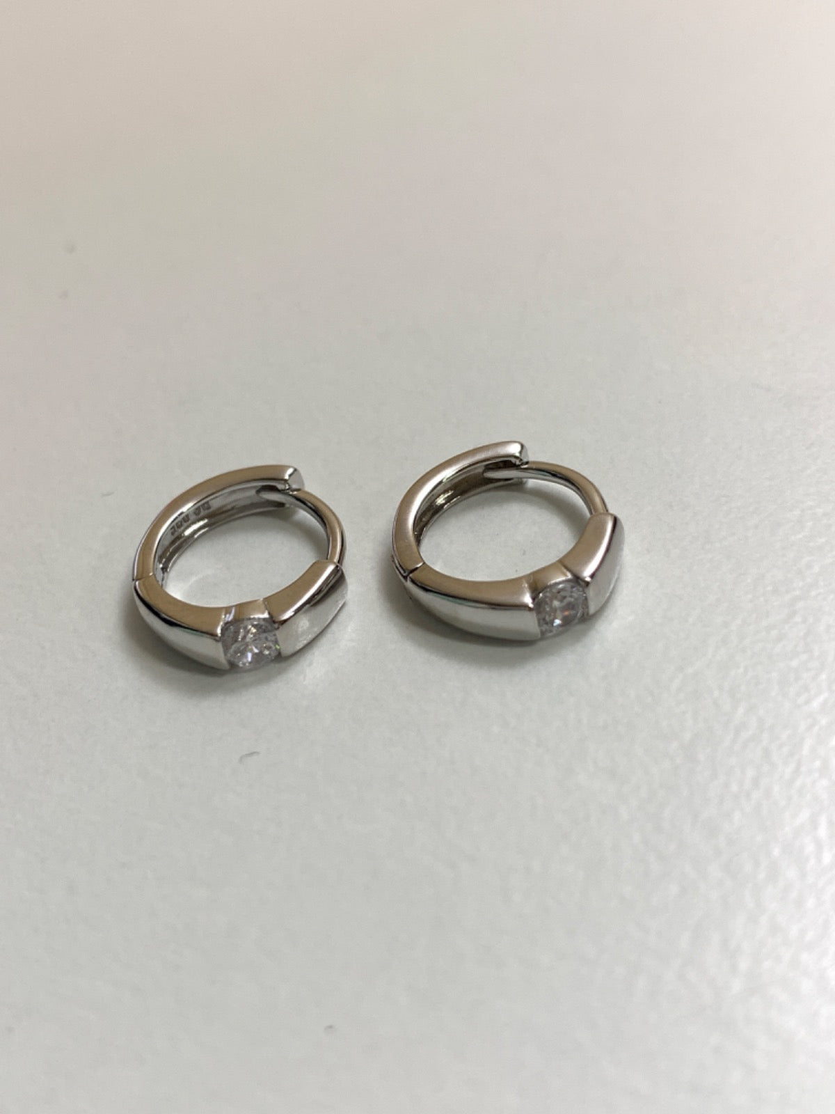 White Silver Earring with CZ