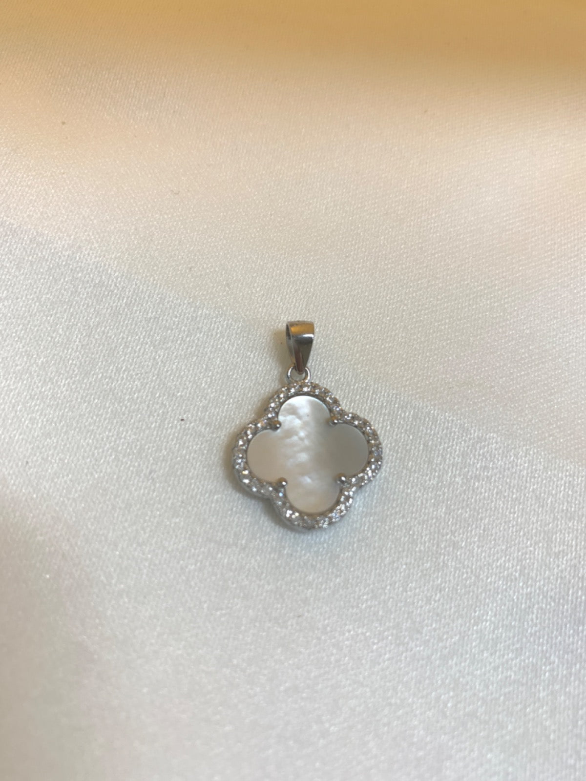 White Silver Pendant with CZ