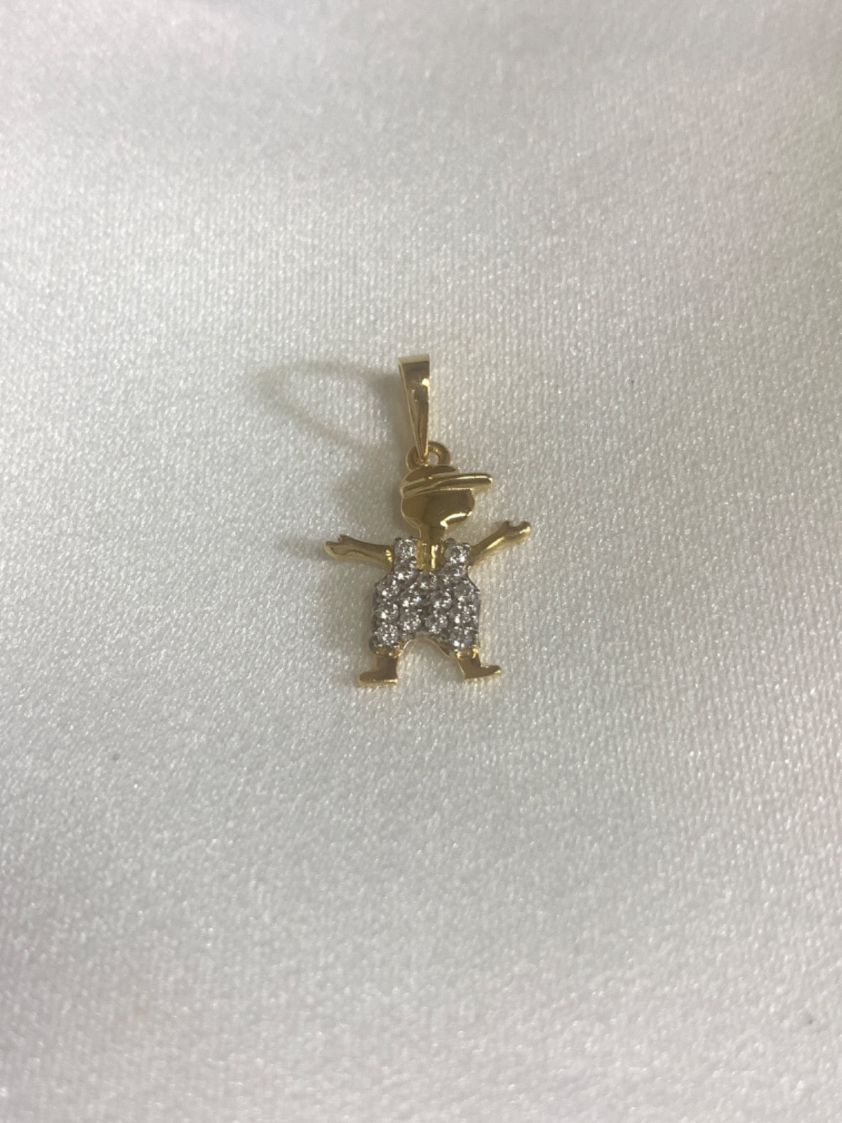 18K Yellow Gold Boy Pendant with CZ