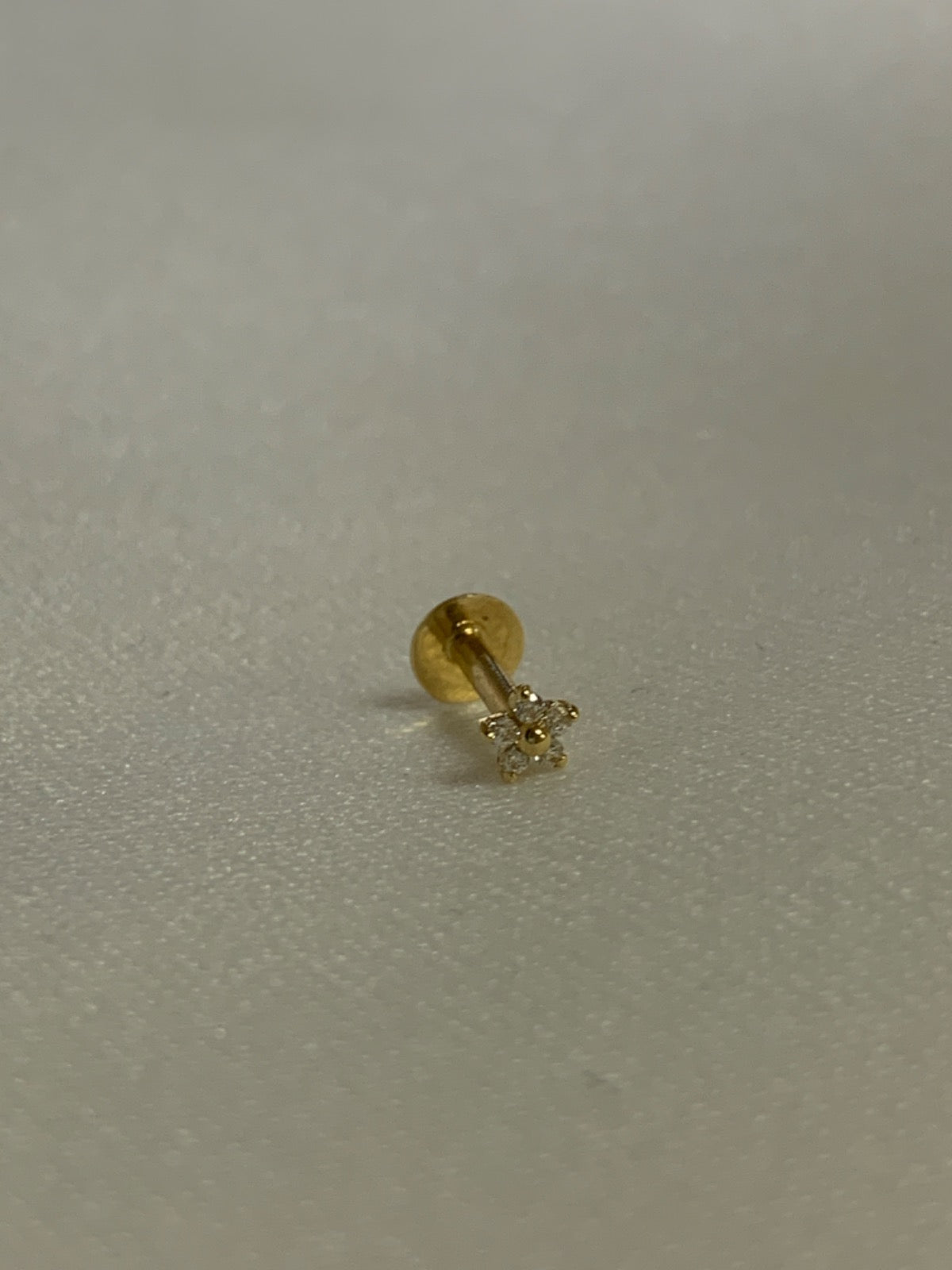 18K Yellow Gold Piercing with CZ