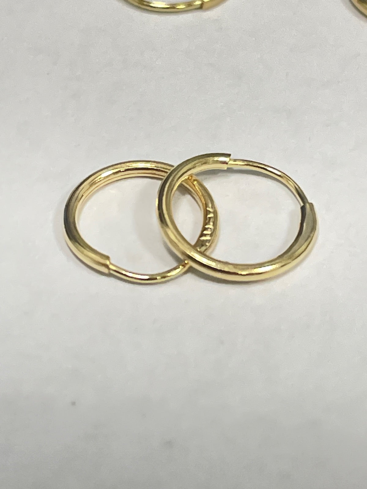 18K Yellow Gold 9mm Round Curve Earring