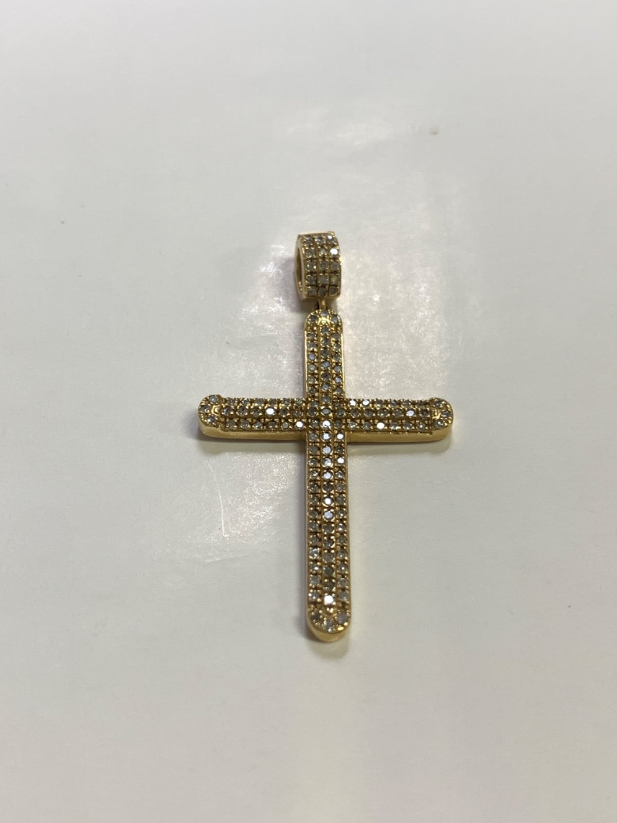 14K Yellow Gold Cross Pendant with Diamond