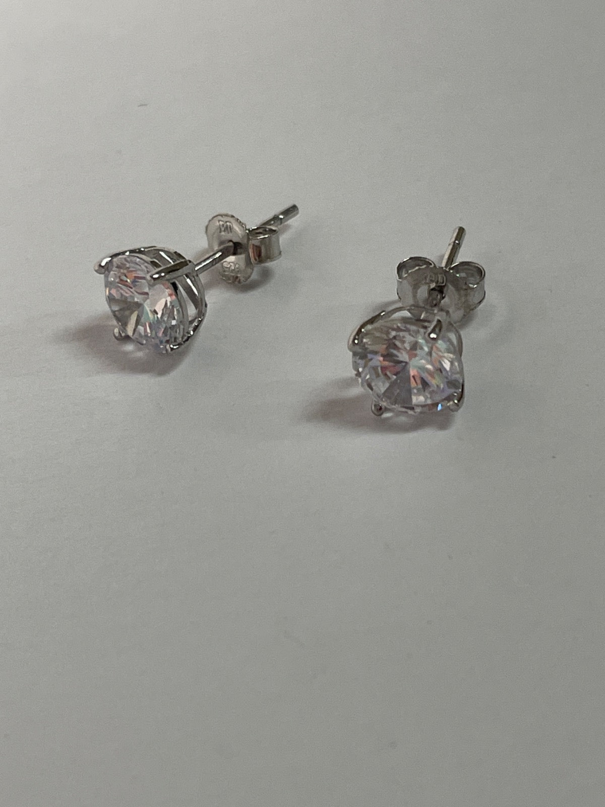 White Silver Earring with CZ