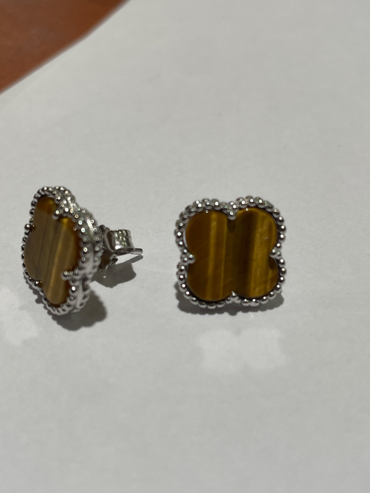 Silver Clover Earring with CZ