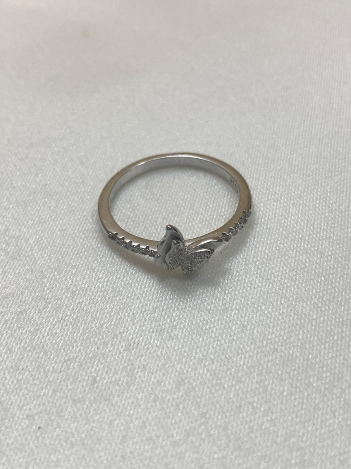White Silver Ring with CZ