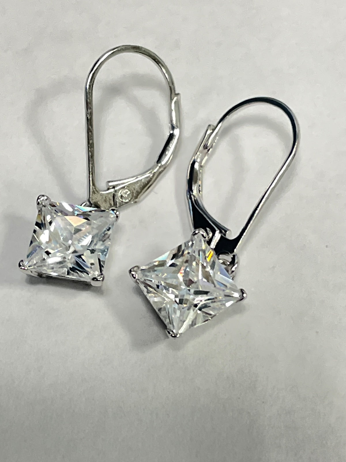 White Silver Earring with CZ