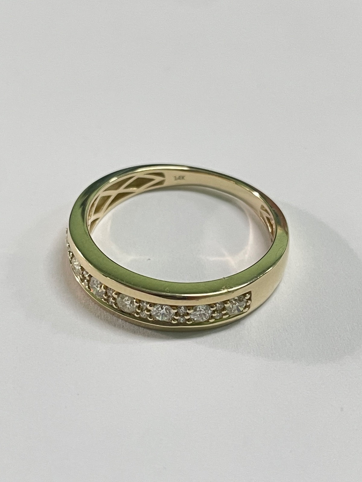 14K Yellow Gold Wedding Band with Diamond
