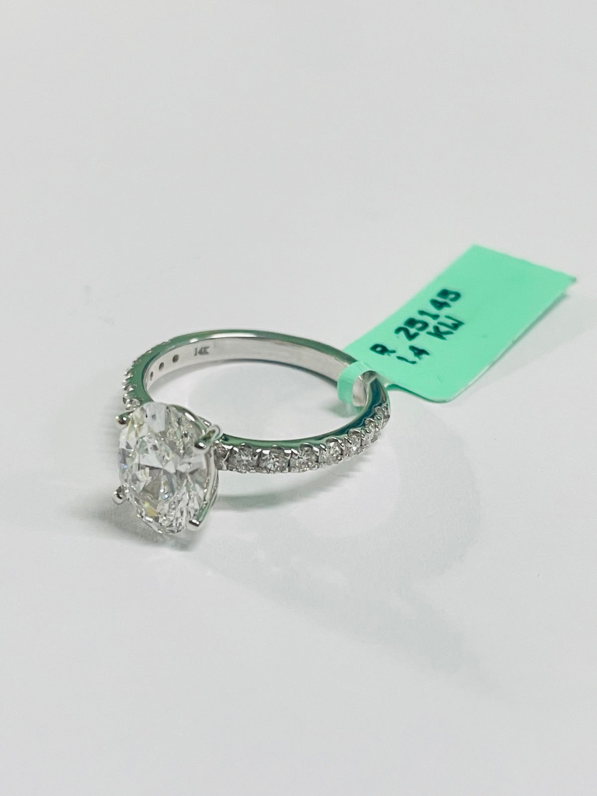 14K White Gold Engagement Ring with Lab Diamond