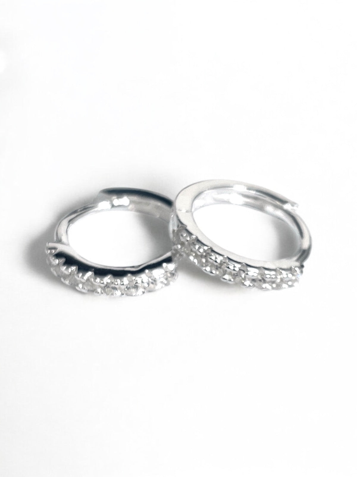 White Silver Hoop Earring with CZ
