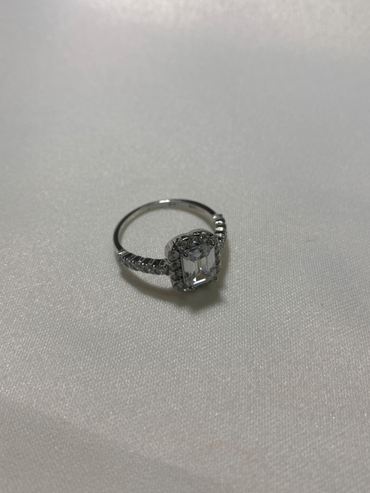 White Silver Ring with CZ