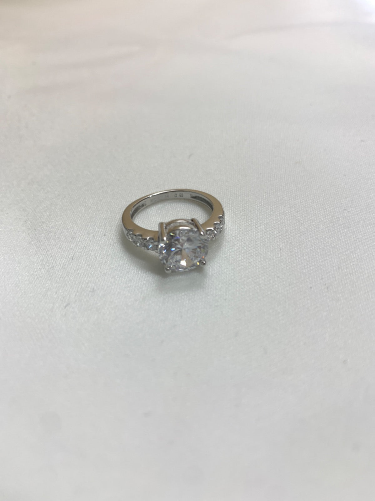 White Silver Ring with CZ