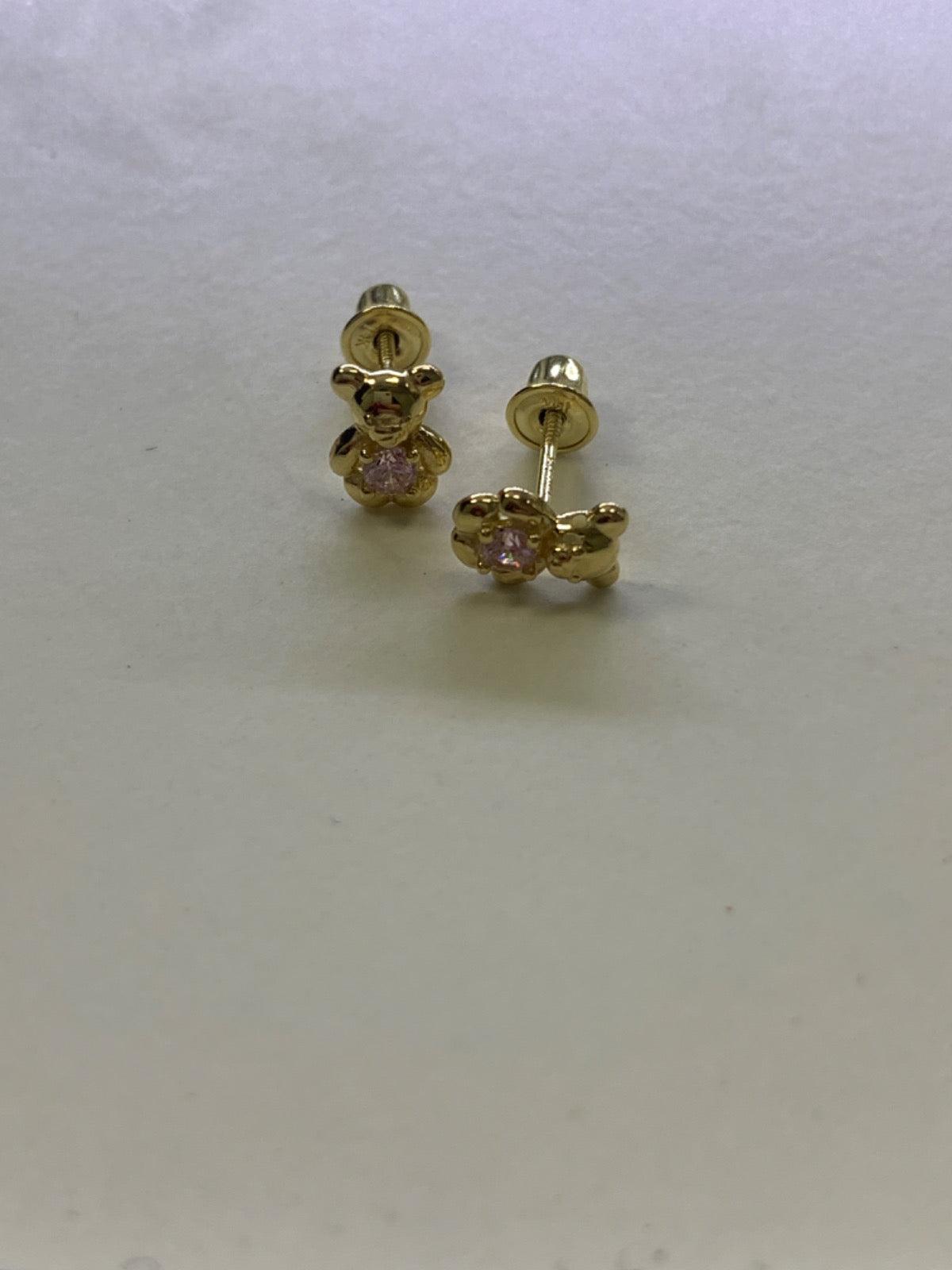 Brincho de urso de ouro amarelo de 14k com CZ