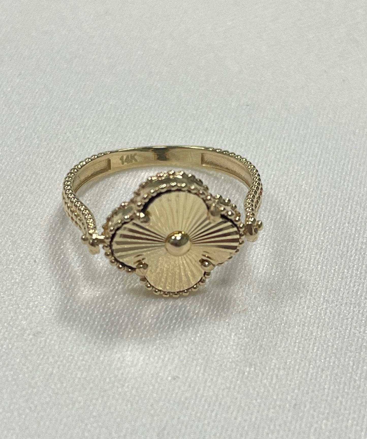 14K Yellow Gold Clove Ring with CZ