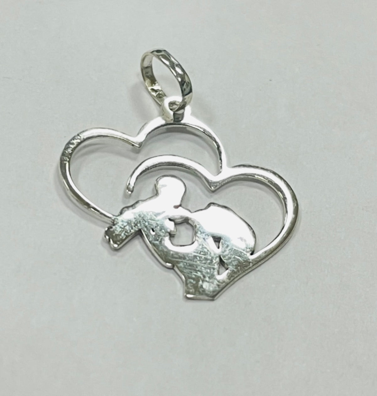 White Silver Mom and Son Pendant