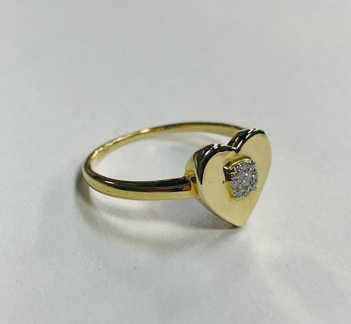 14K Yellow Gold Heart Ring with Diamond