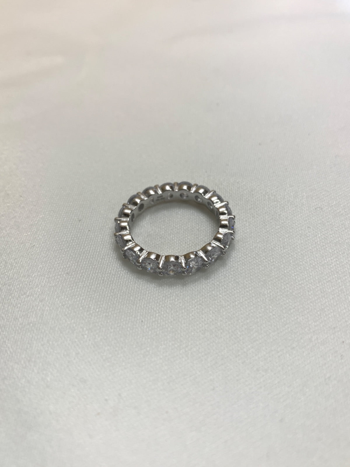 White Silver Ring with CZ