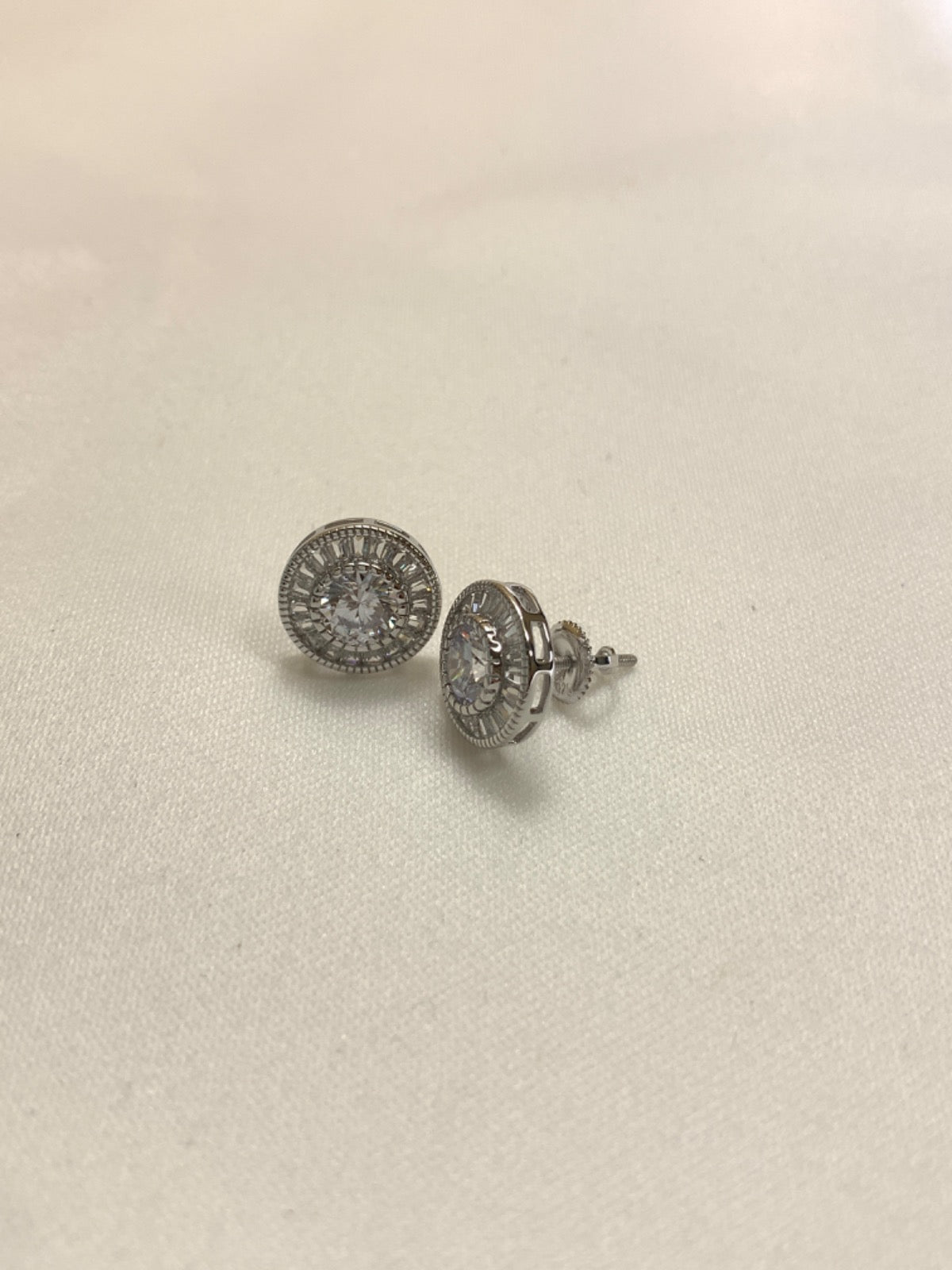 White Silver Earring with CZ