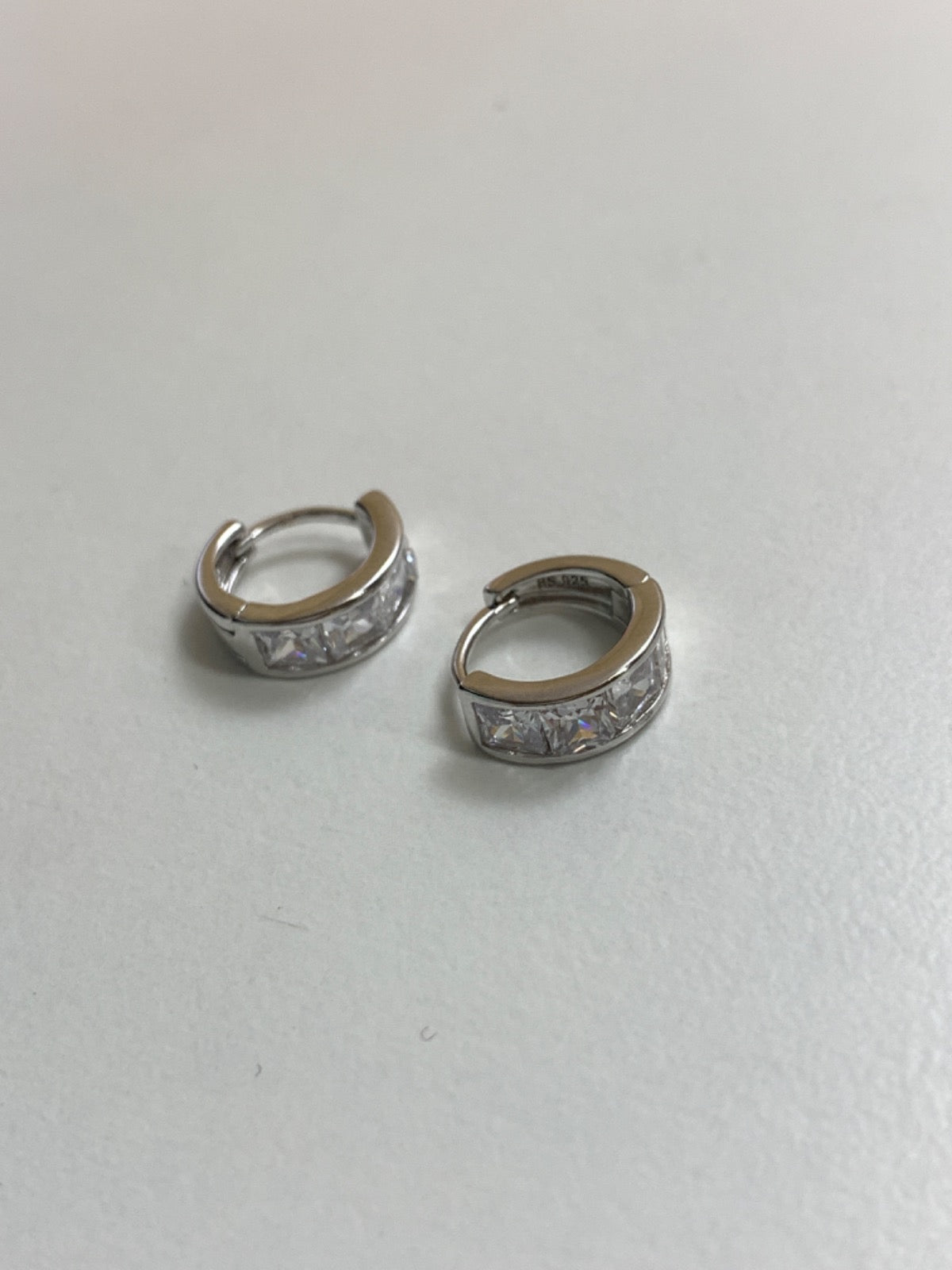 White Silver Earring with CZ