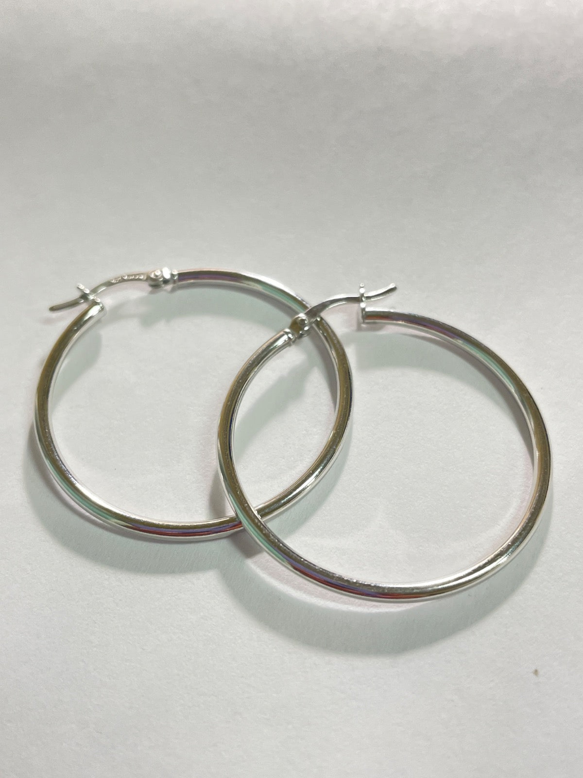 White Silver Hoop Earring