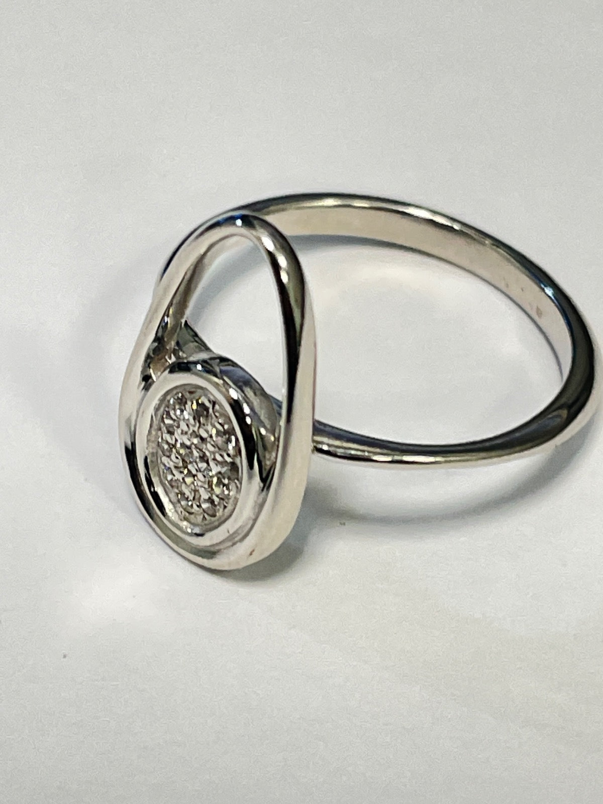 White Silver Ring with CZ
