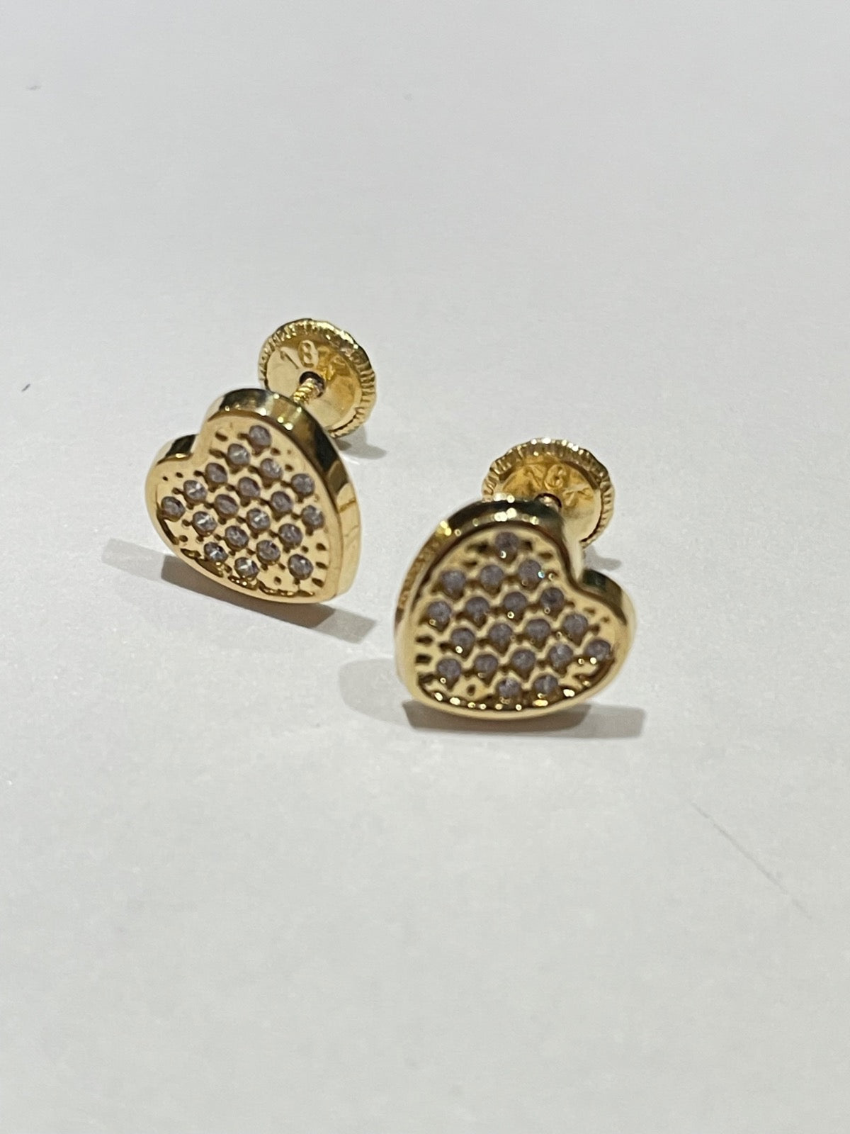 18K Yellow Gold Heart Earring with CZ