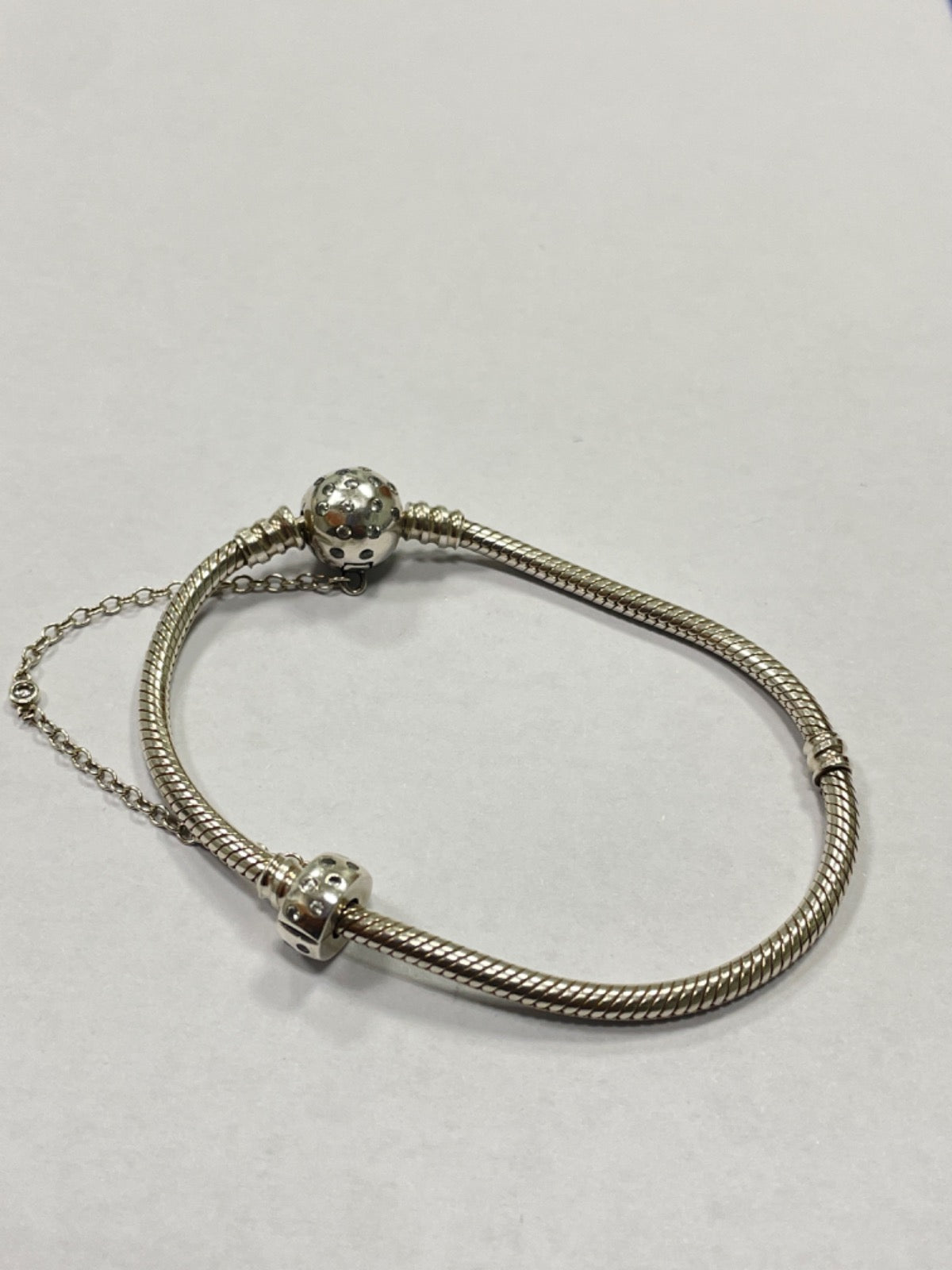White Silver Pandora Model Bracelet with CZ