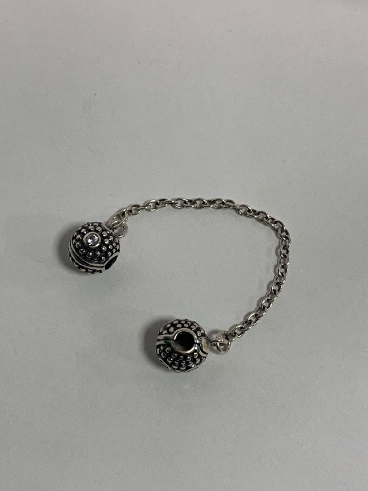 White Silver Charm with CZ
