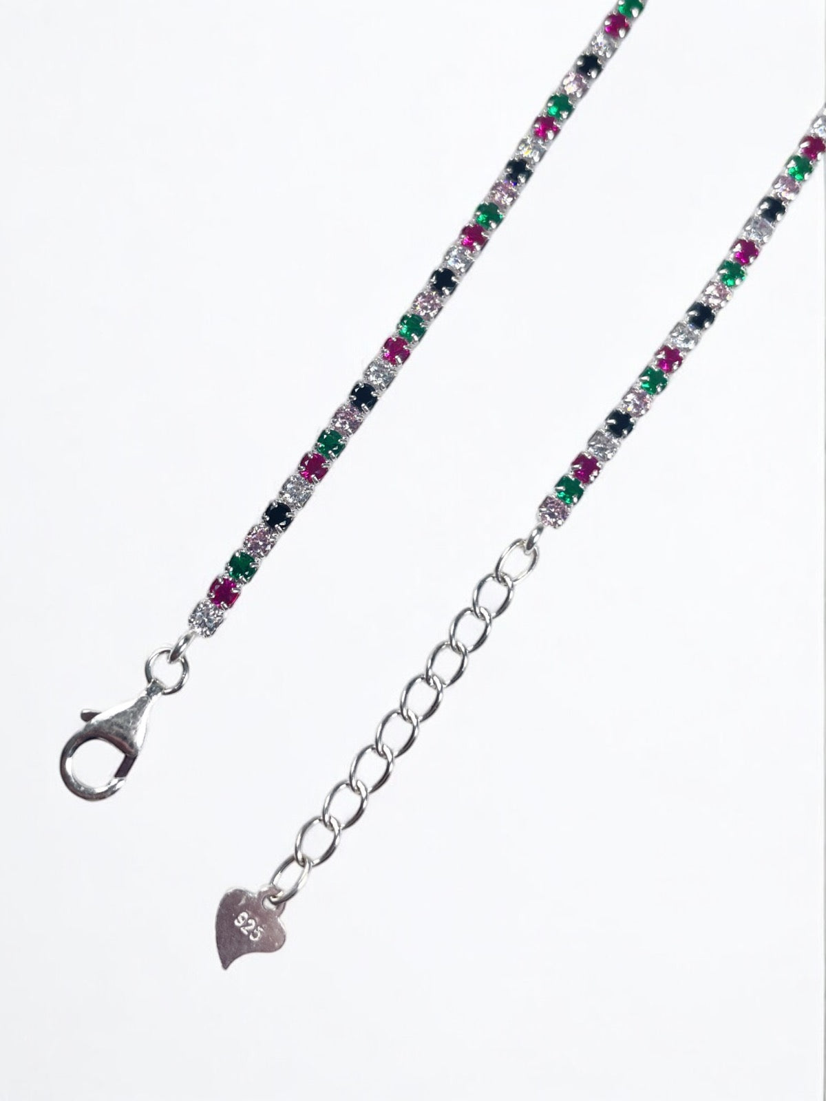 White Silver Multicolor Necklace with CZ