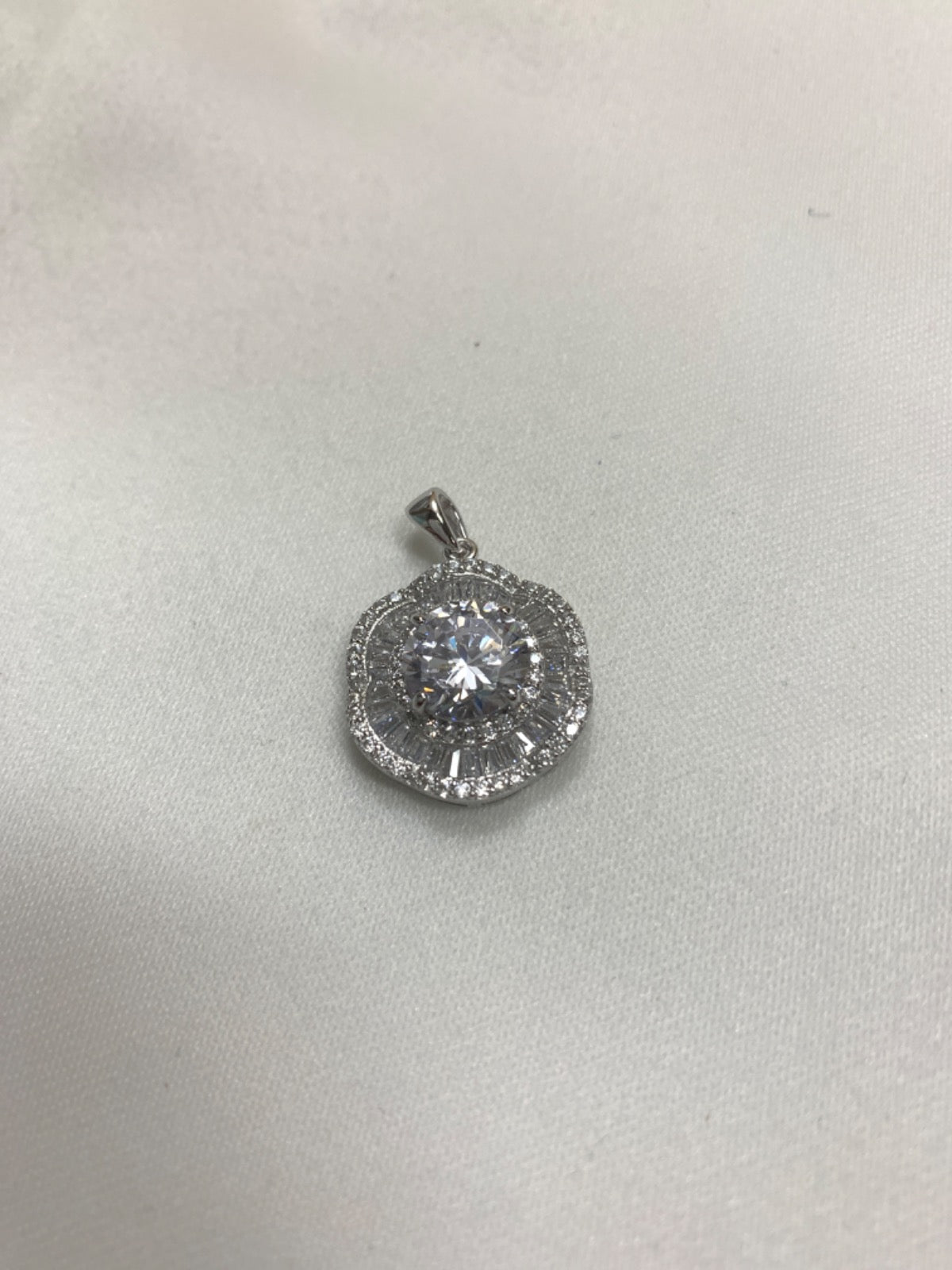 White Silver Pendant with CZ