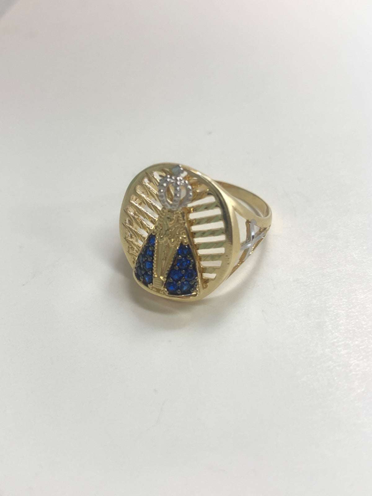 18K Yellow Gold Our Mother Ring with CZ