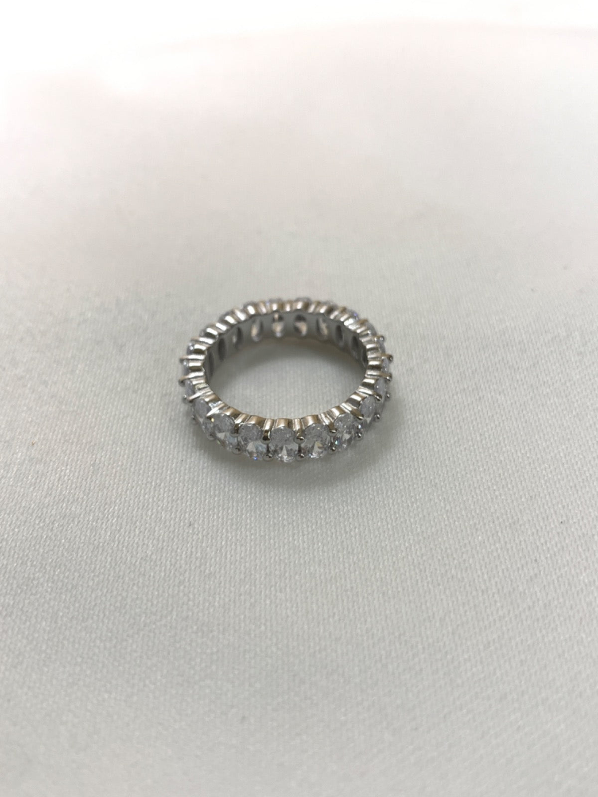 White Silver Ring with CZ