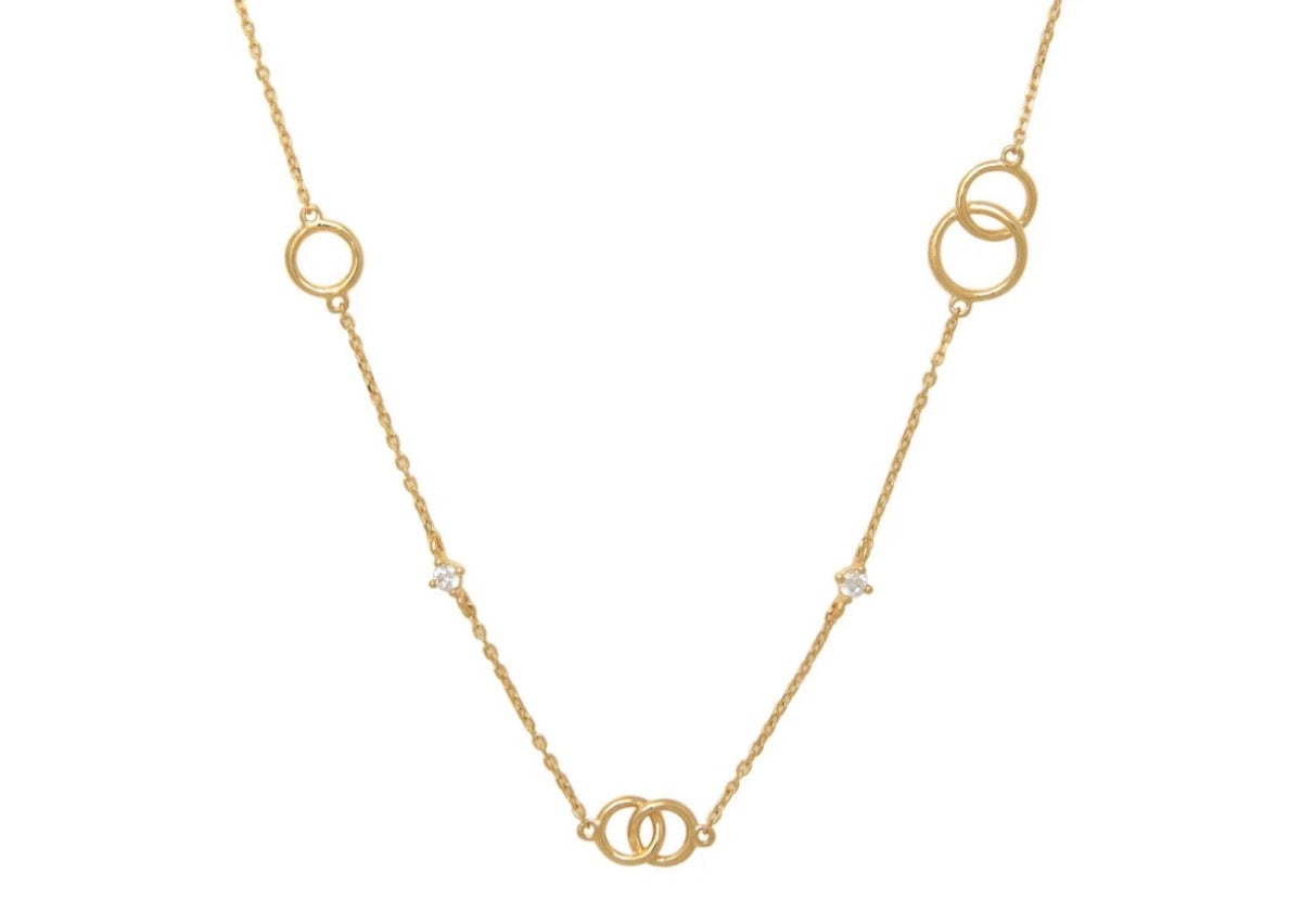 14K Yellow Gold Charm Necklace Set with CZ