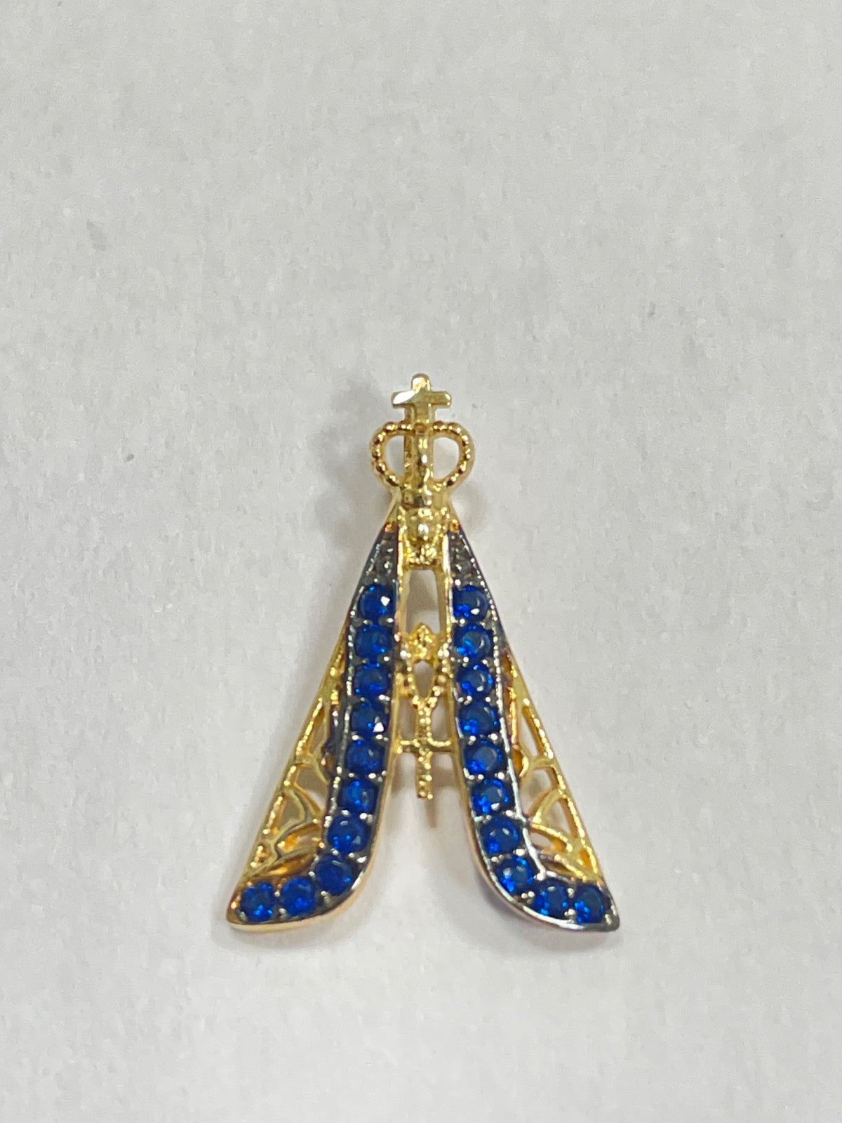 18K Yellow Gold Our Lady Pendant with CZ