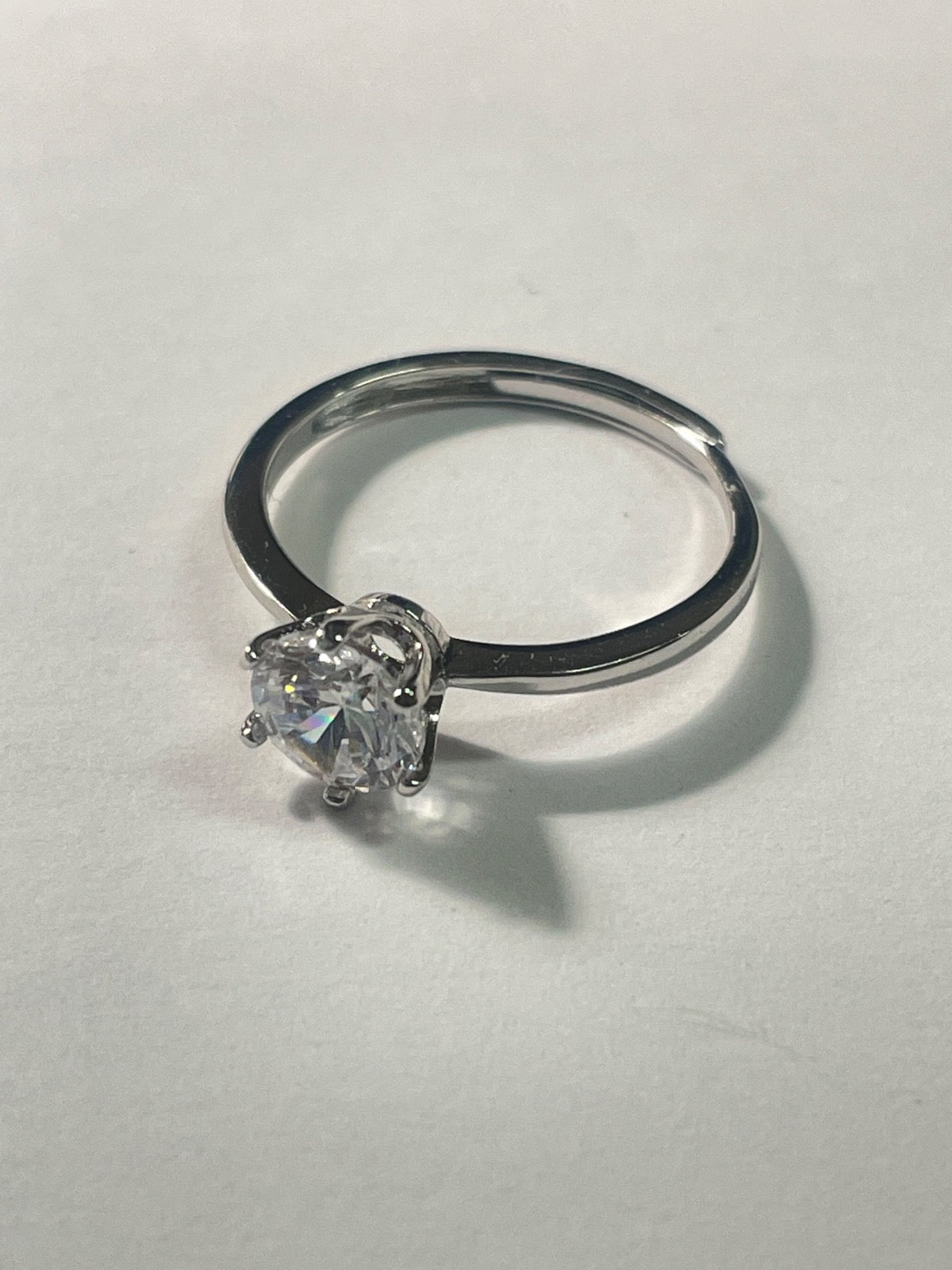 White Silver Ring with CZ