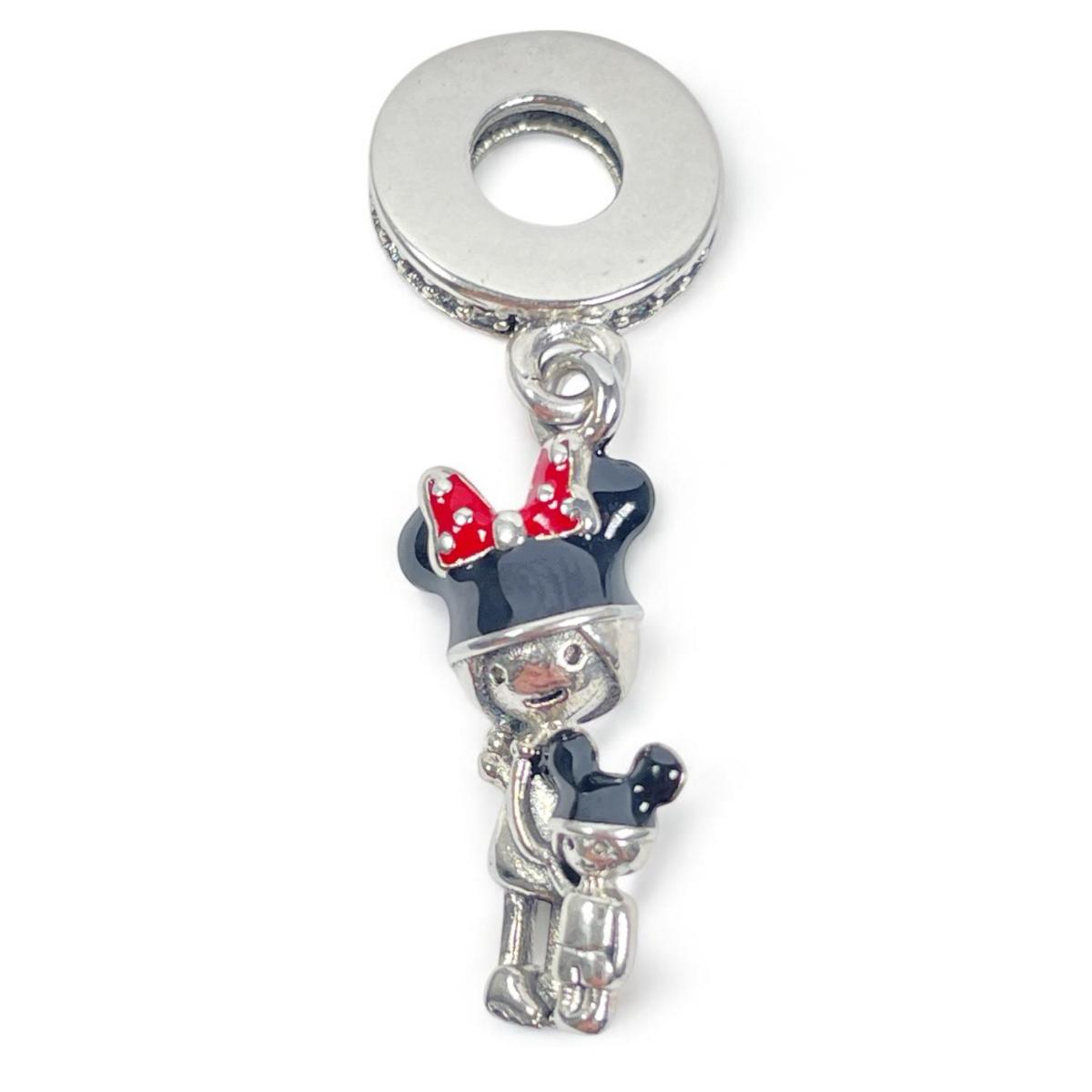 White Silver Girl With a Minnie Hat Charm with CZ