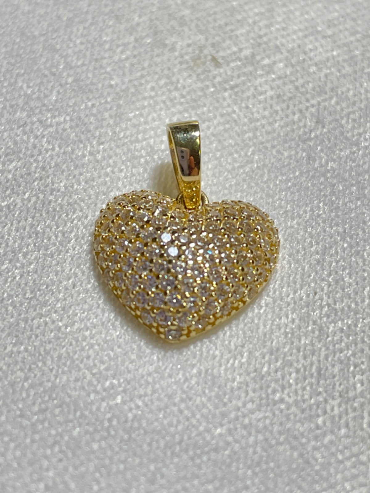 18K Yellow Gold Heart Pendant with CZ