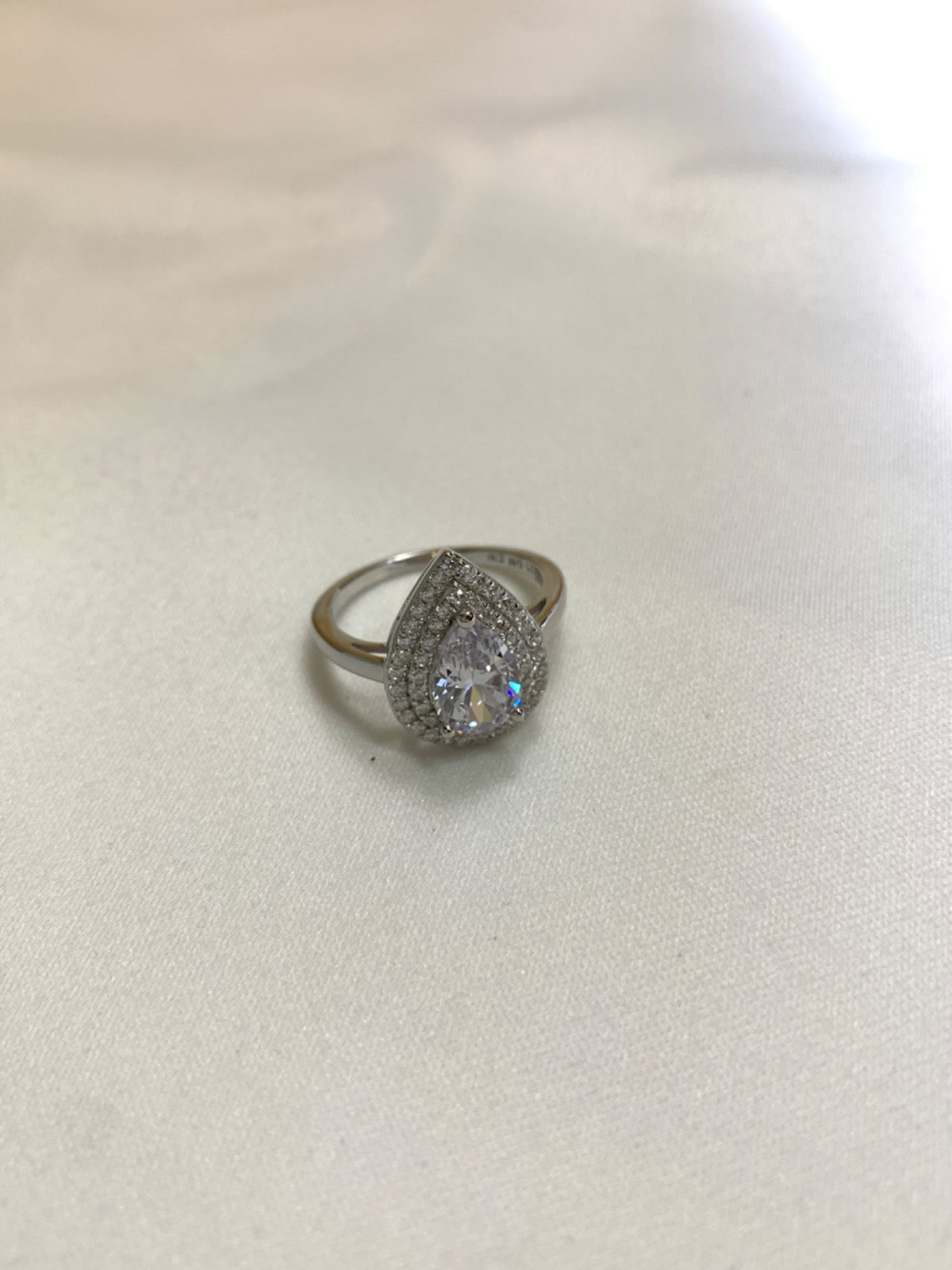White Silver Ring with CZ
