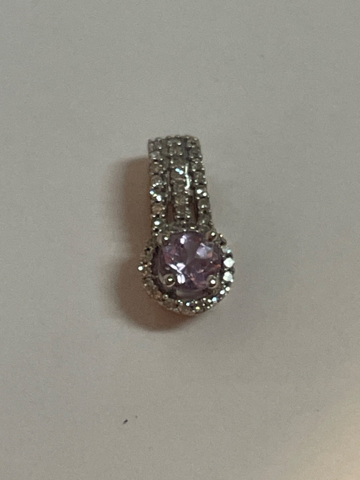 14K White Gold Birthstone Pendant with Amethyst