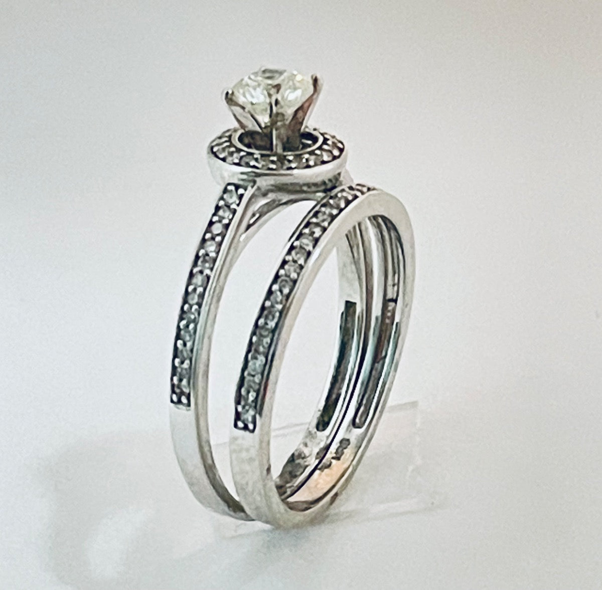 14K White Gold Engagement Ring with Diamond