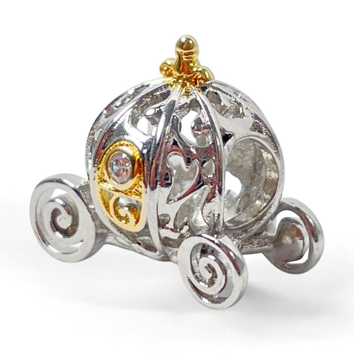 White Silver Wagon Charm