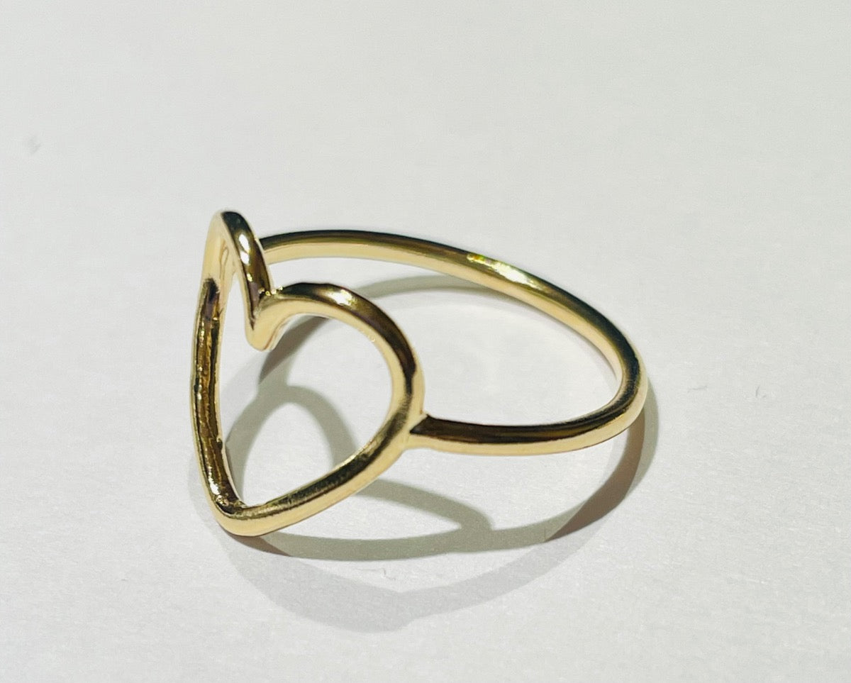 18K Yellow Gold Heart Ring