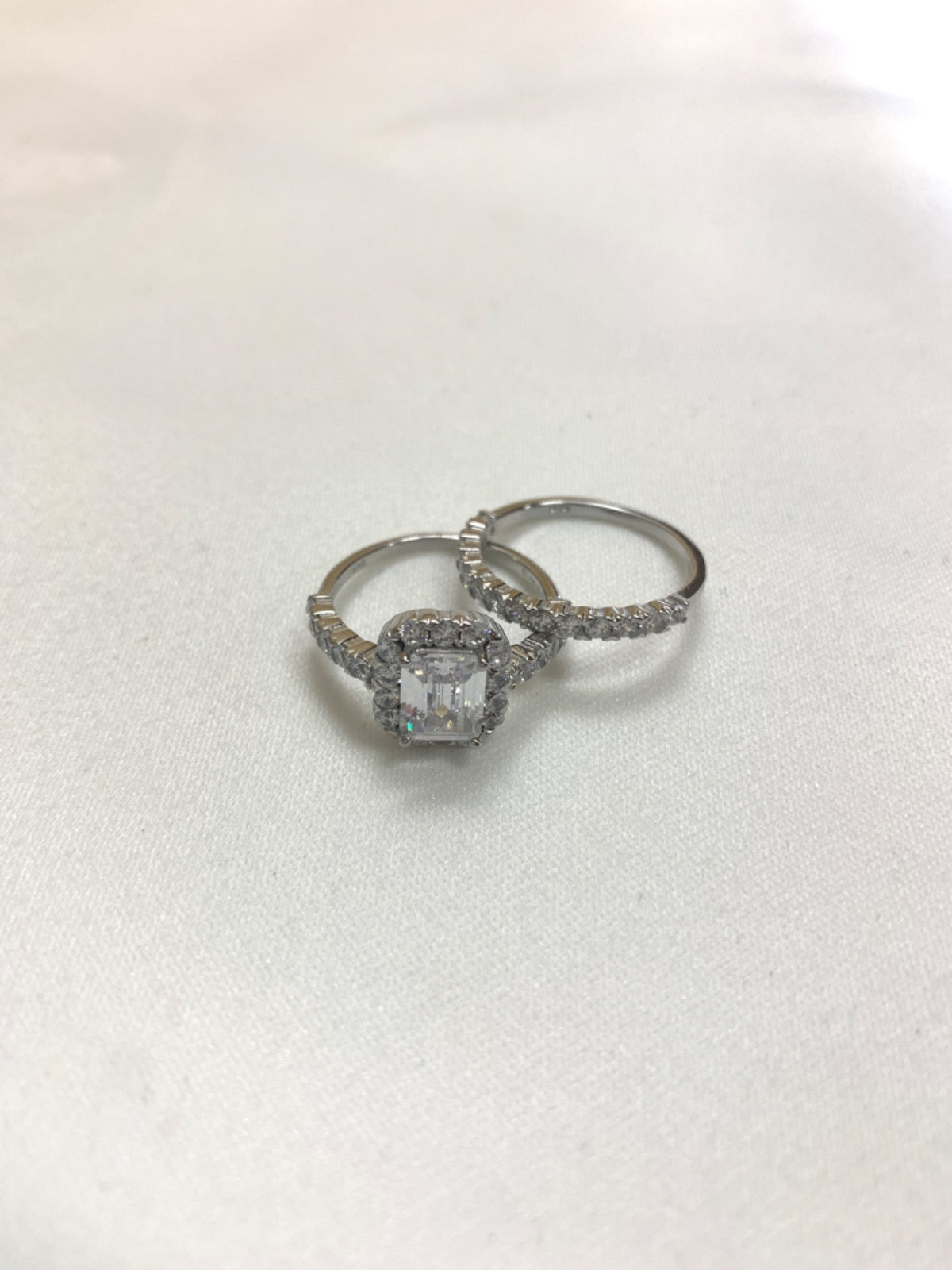 White Silver Ring with CZ