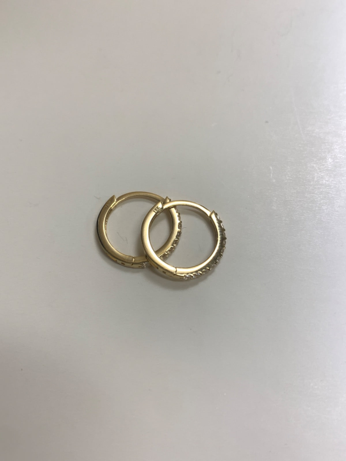 18K Yellow Gold Hoop Earring with CZ